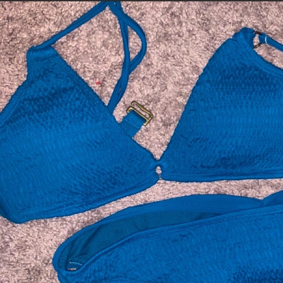 Xhilaration blue ribbed bikini top - Picture 2 of 2